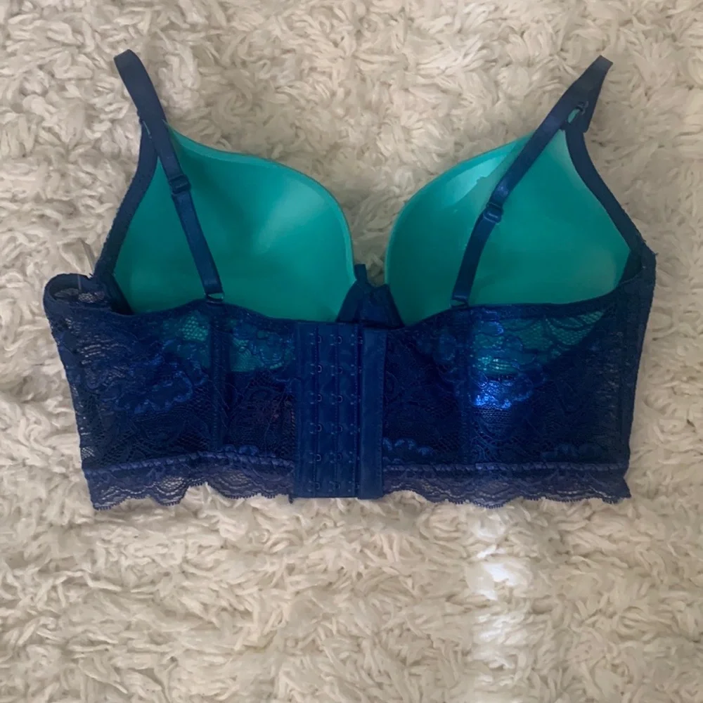 Y2K Blue Green Lace Bustier Corset